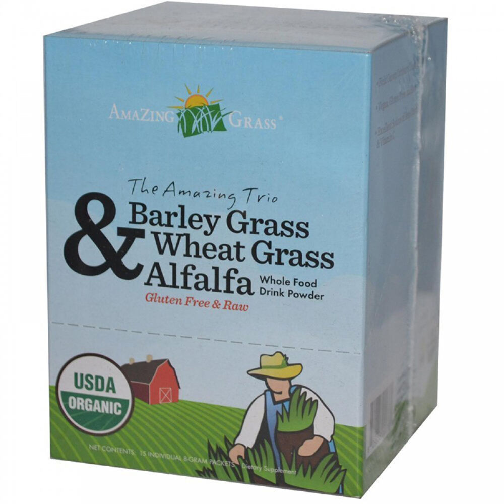【全球购】美国AmazingGrass小麦草粉酵素粉大麦若叶青汁排毒清肠通便秘消除小肚腩小麦草粉-15袋/盒