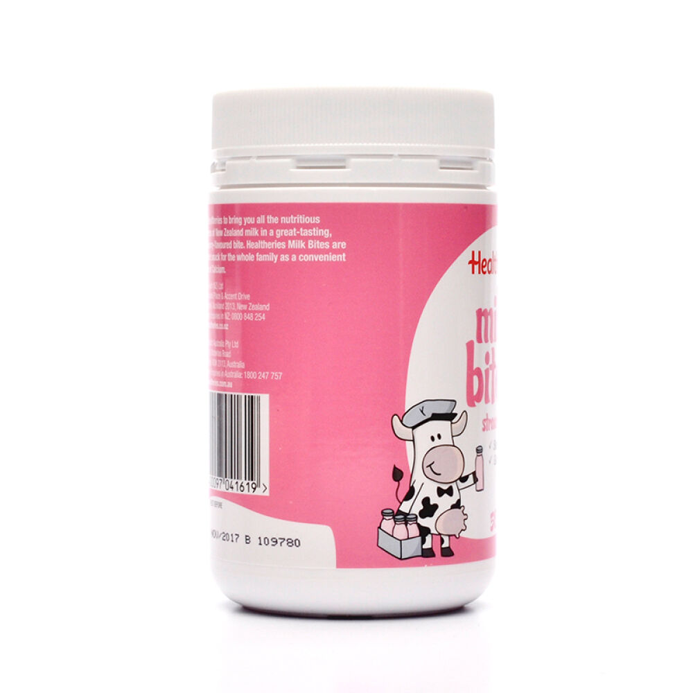 新西兰进口贺寿利Healtheries高钙干吃牛奶片零食补钙50粒宝宝儿童咀嚼片草莓味