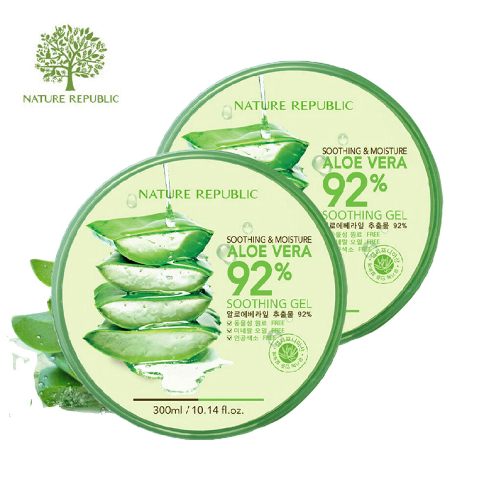 韩国自然乐园芦荟胶补水面膜面霜保湿控油祛痘去印套装300ml*2