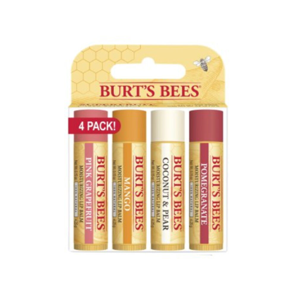 美国进口直邮Burt'sBees小蜜蜂保湿滋润护唇膏4只装宝宝孕妇可用