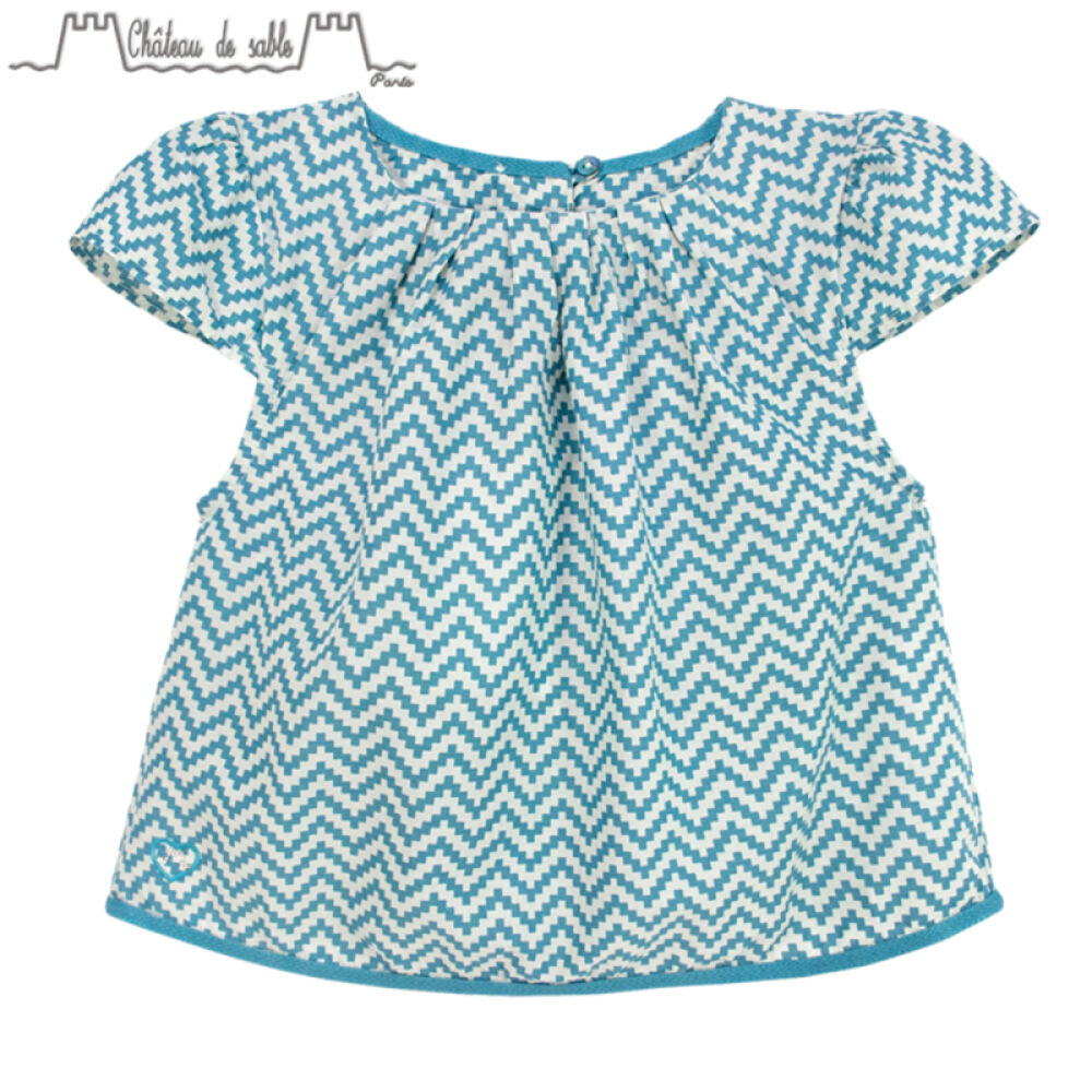 ChateauDeSableLOUISE女童盖袖罩衫可爱短袖夏装上衣#100橘红色04Y