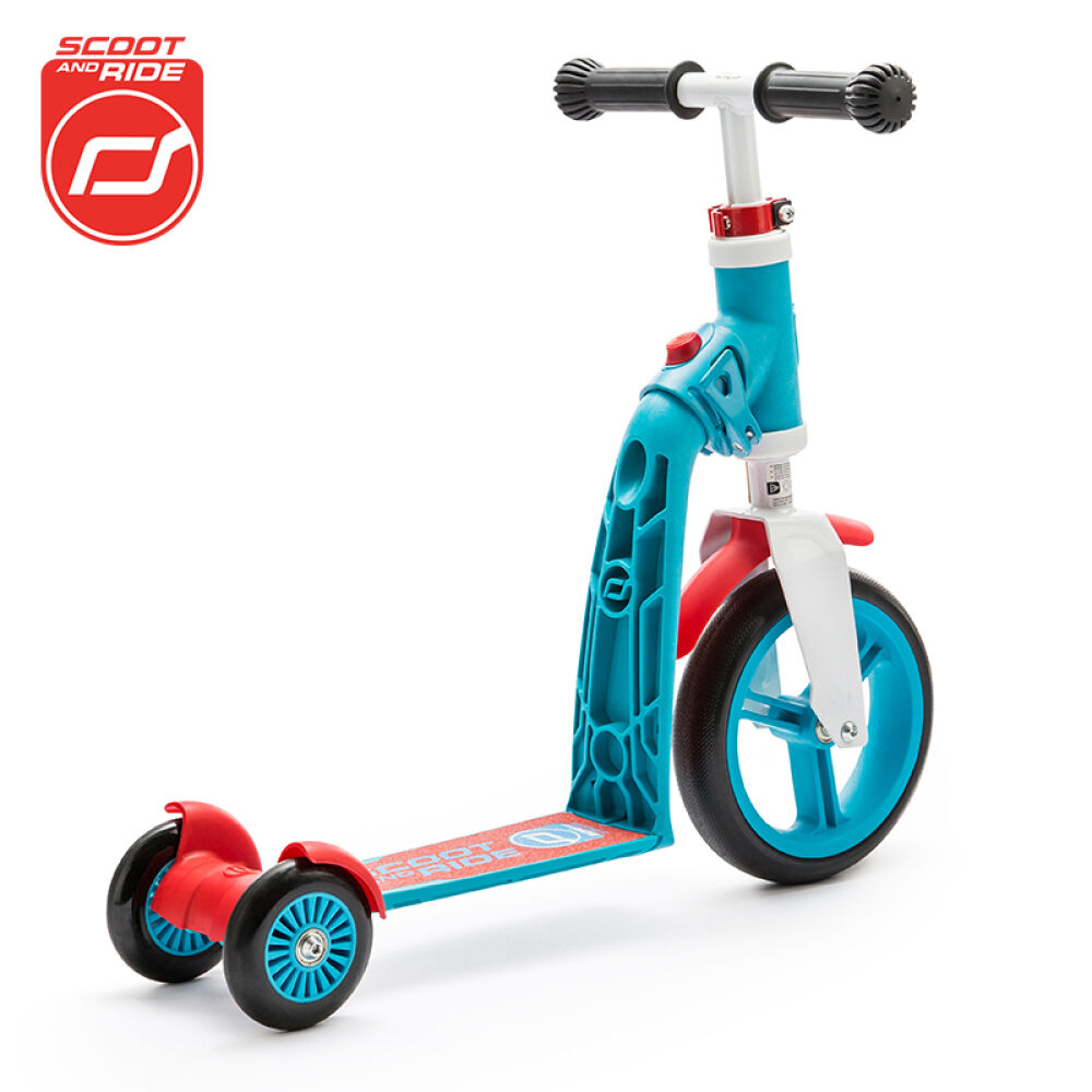 【全球购】奥地利scootride酷骑滑威精灵儿童两用滑板车平衡车可坐可滑1-3岁蓝红色
