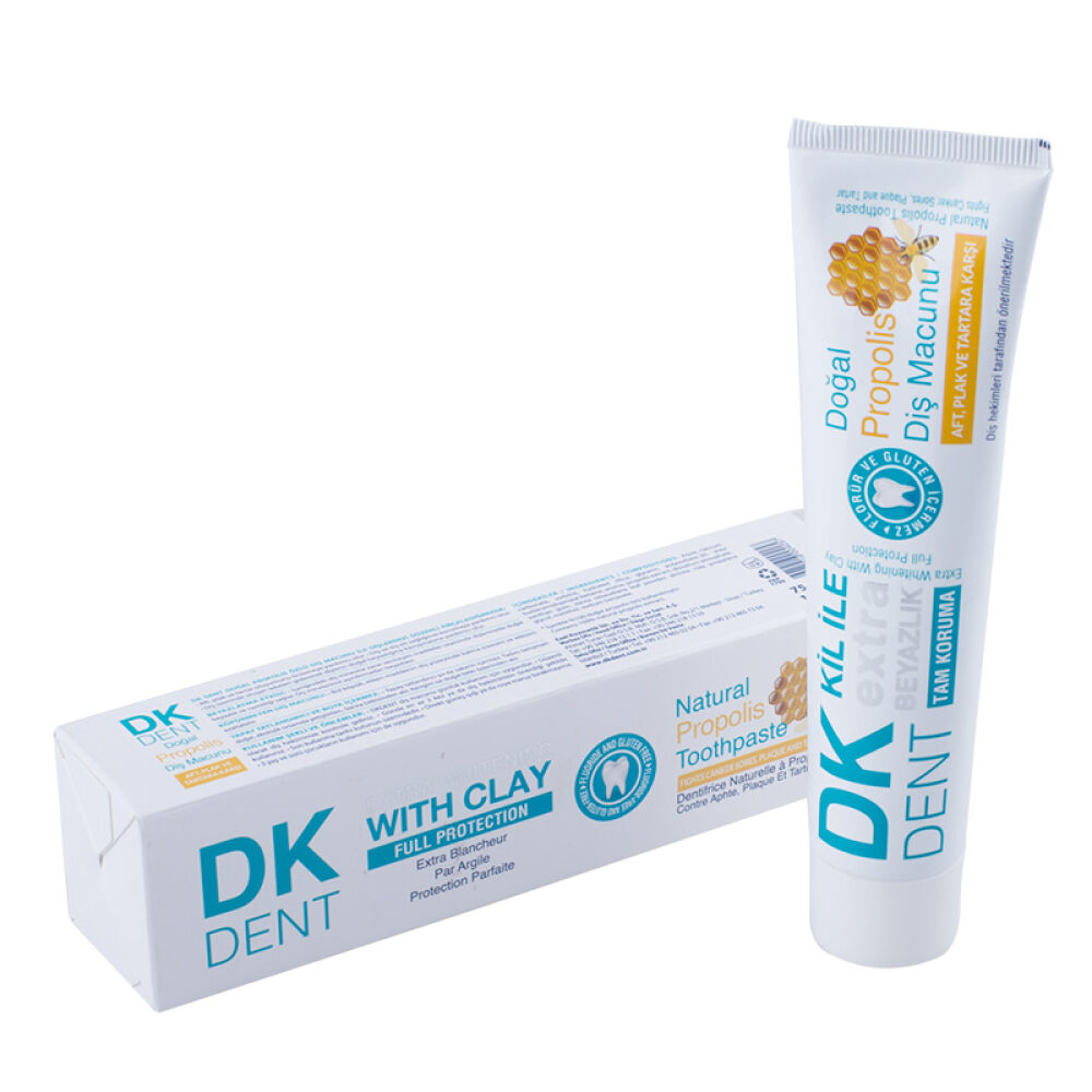 【全球购】Dermokil天然粘土进口牙膏美白牙膏牙齿美白蜂胶味140g