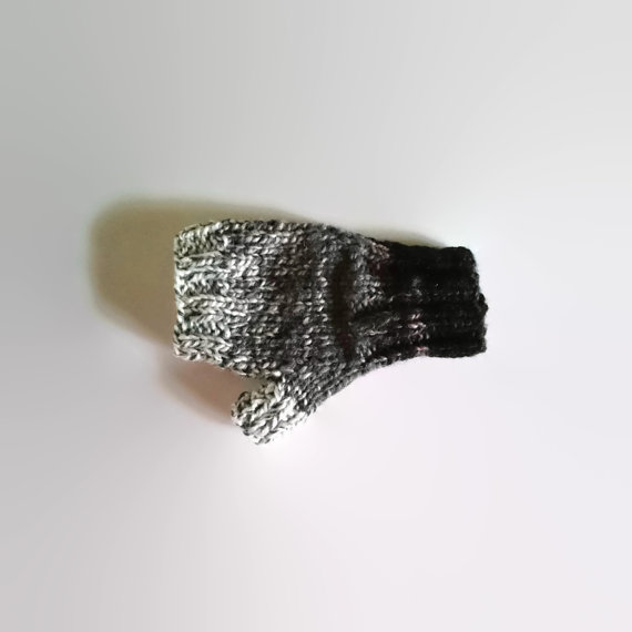GradateGrayWoolFingerlessMitts,WomanMittens,Gloves,FallFashion,WinterAccessories,ChunkyKnit,Mens,HandWarmersKnitted