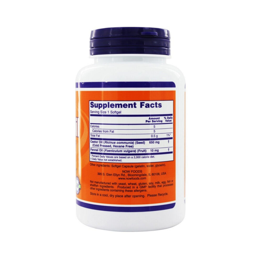 【美国正品直邮】NOWFoods诺奥润肠缓解便秘蓖麻油软胶囊未定义120粒