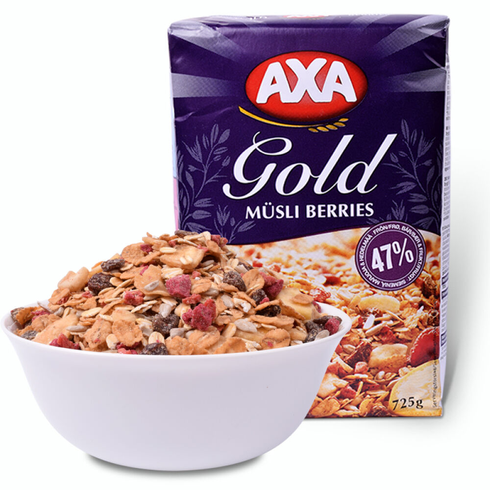瑞典AXA低糖低脂皇室47%水果浆果坚果麦片营养早餐代餐燕麦片冲饮谷物725g1袋保质期到17年4月