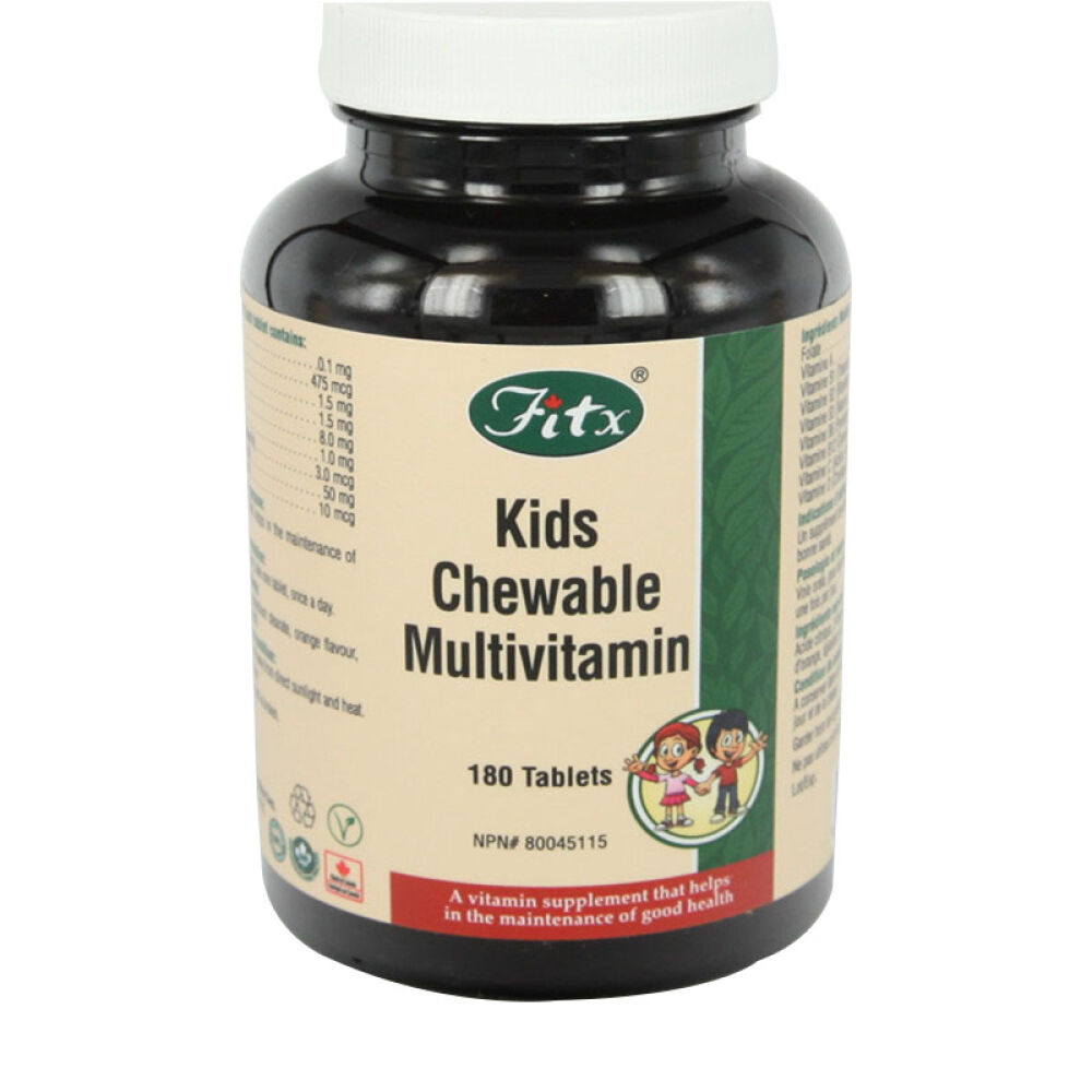 【全球购】加拿大保健品Fitx菲特福康儿童多种维生素咀嚼片含VC维生素B2180片
