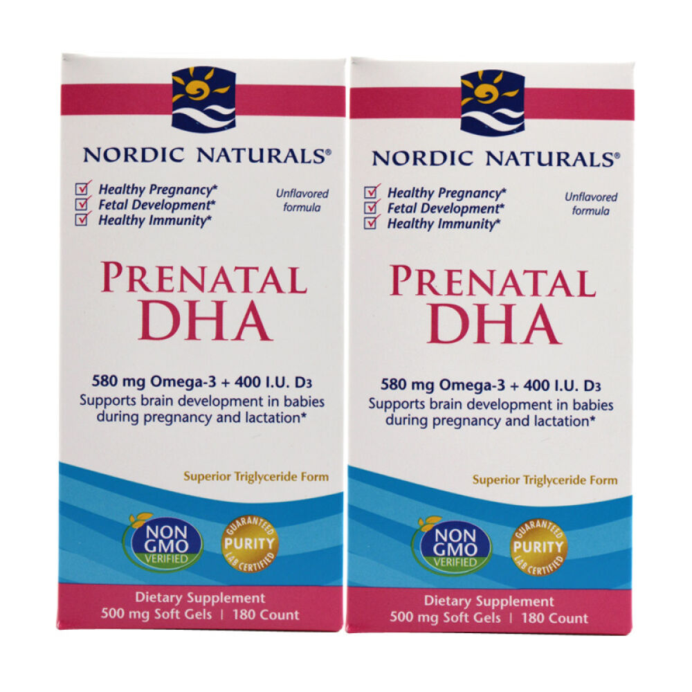 NordicNaturals挪威孕妇专用dha深海Omega3鱼油软胶囊维生素备孕哺乳期180粒2瓶