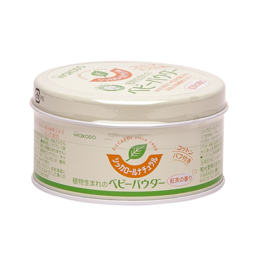 【全球购】日本原装进口新生儿婴儿宝宝专用洗护用品婴儿红茶爽身粉痱子粉120g带粉扑