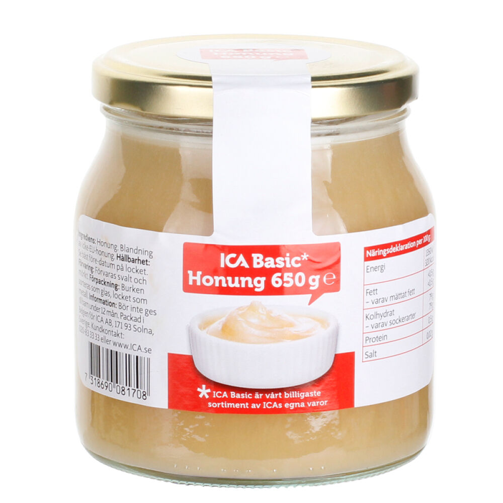 ICA蜂蜜进口蜂蜜百花天然纯蜂蜜结晶蜂蜜瑞典原装进口欧盟食品标准包税结晶蜂蜜(650克)1罐