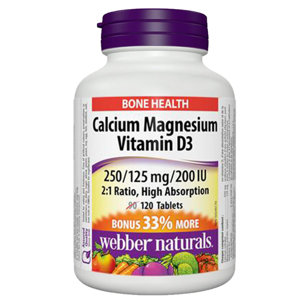 Webber伟博成人补钙片含钙镁+D3强健骨骼预防骨质疏松加拿大进口直邮120粒