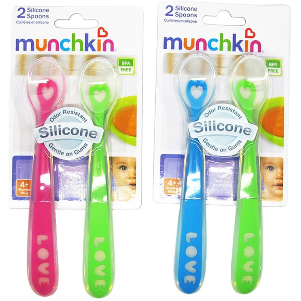 Munchkin麦肯奇婴儿硅胶软头勺子2支装多色