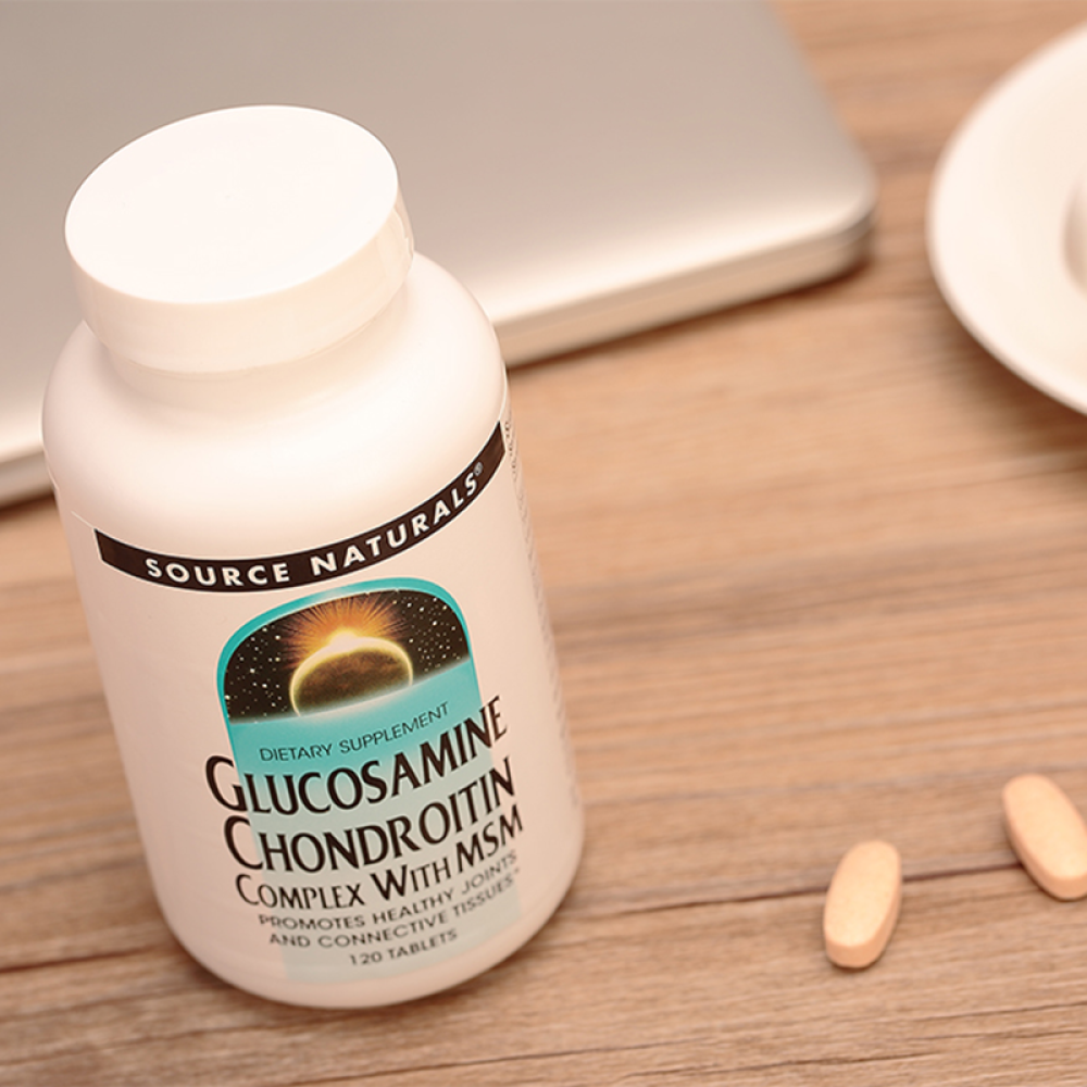 美国原装SourceNaturals氨基葡萄糖软骨素复合与MSM片120粒增加骨密度