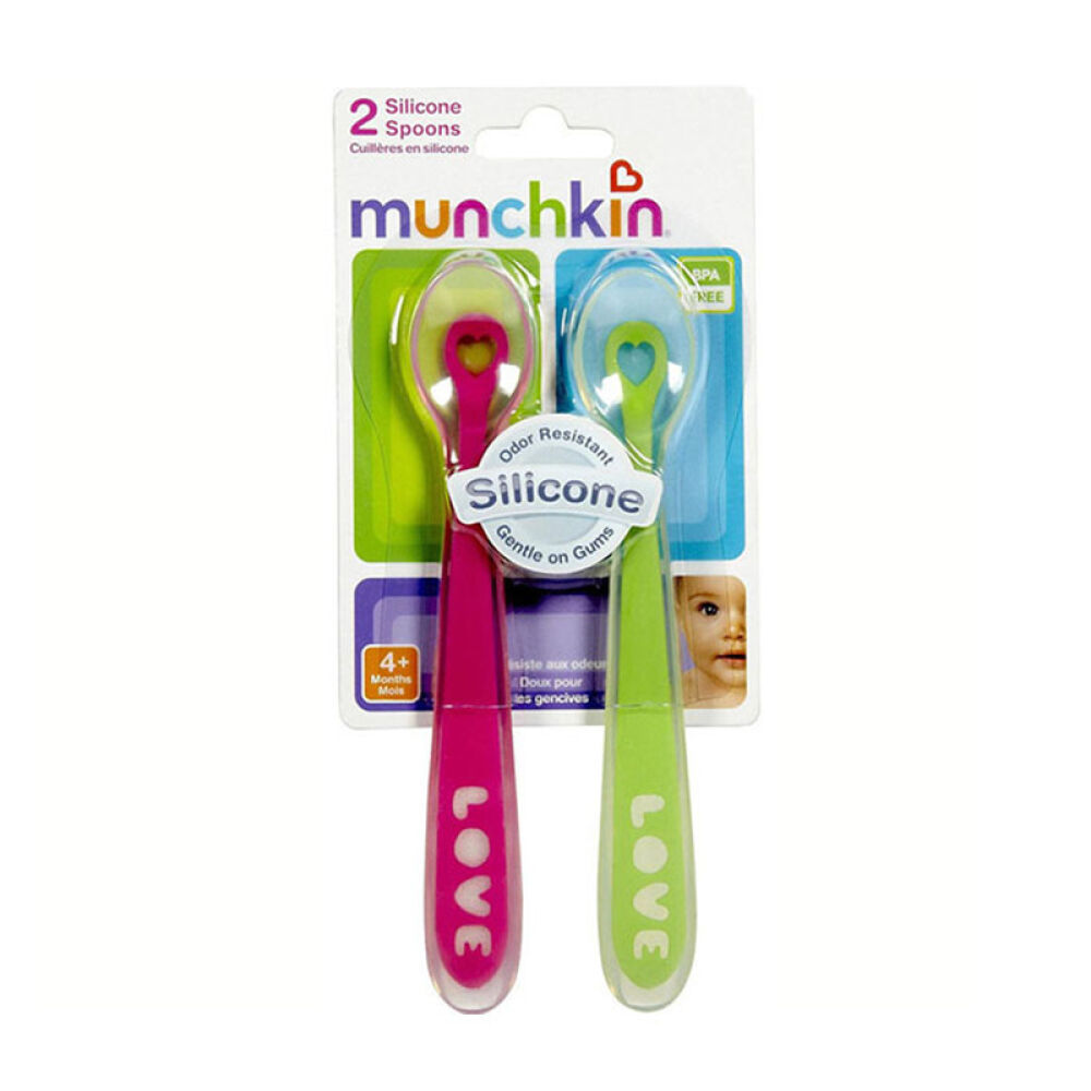 Munchkin麦肯奇婴儿硅胶软头勺子2支装多色