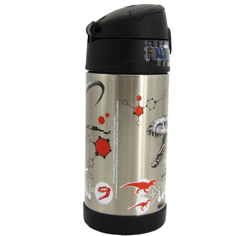 膳魔师thermos儿童保温杯吸管杯宝宝婴儿水壶小学生水杯355ml43-黑色-16侏罗纪------355ml