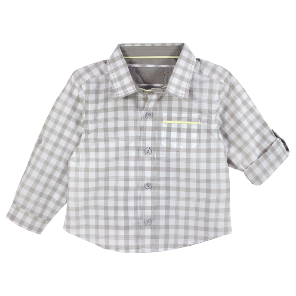 ChateauDeSableLOUIS男童长袖提花衬衫秋装新品男童女童格子衬衫儿童装#040浅棕色06Y