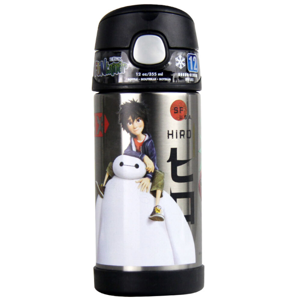 膳魔师thermos儿童保温杯吸管杯宝宝婴儿水壶小学生水杯355ml35-黑色-大白---------355ml
