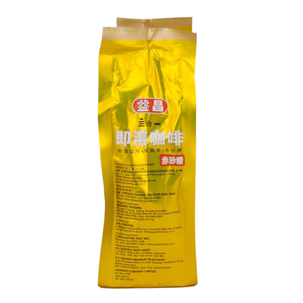 马来西亚进口AikCheong益昌赤砂糖即溶咖啡500g*2袋