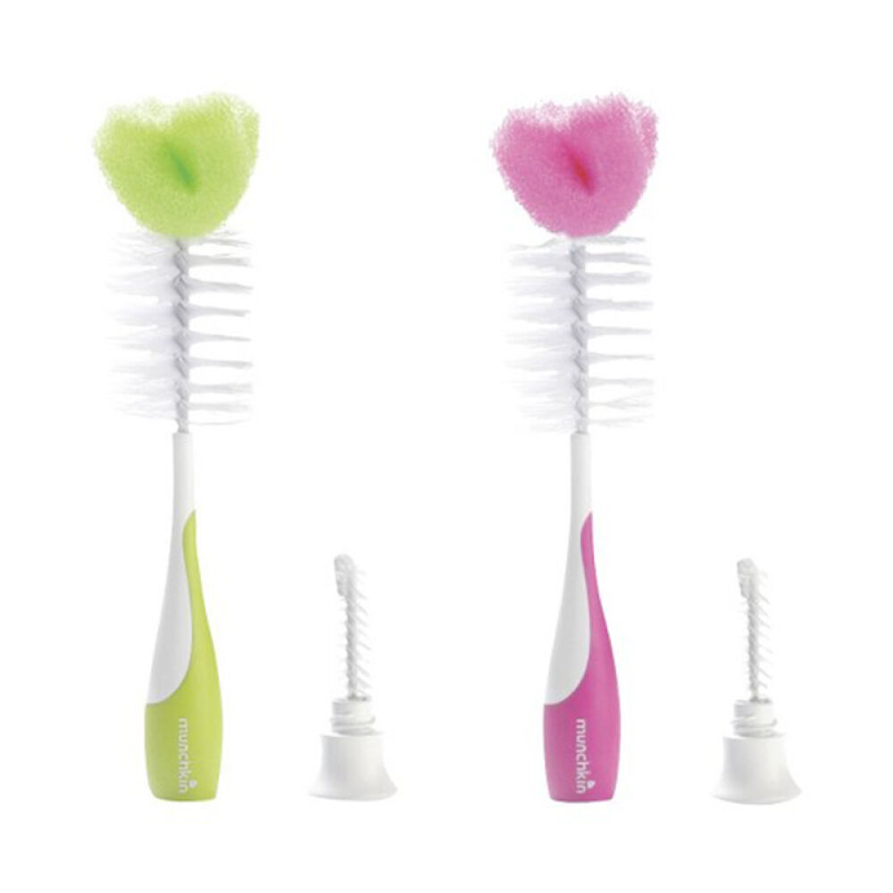 Munchkin麦肯奇二合一奶瓶刷+奶嘴刷2支装随机色随机色