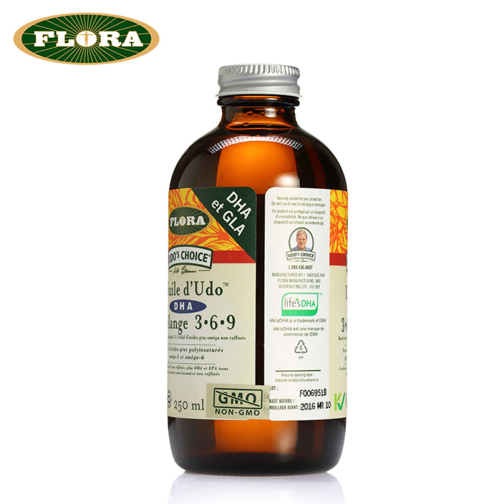 【全球购】FloraUdo博士DHA369精选植物油液体黄金油500ml加拿大进口