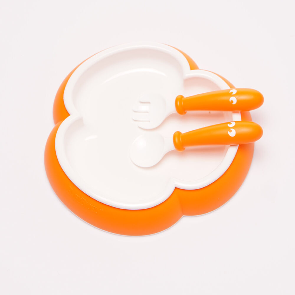 瑞典babybjorn宝宝餐盘环保儿童餐具汤匙套装孩子餐具套装拆单橘盘+橘勺+橘叉无包装