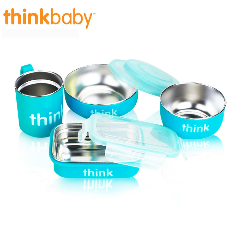 【全球购】Thinkbaby辛可宝贝宝宝餐具套装儿童餐具套装蓝色