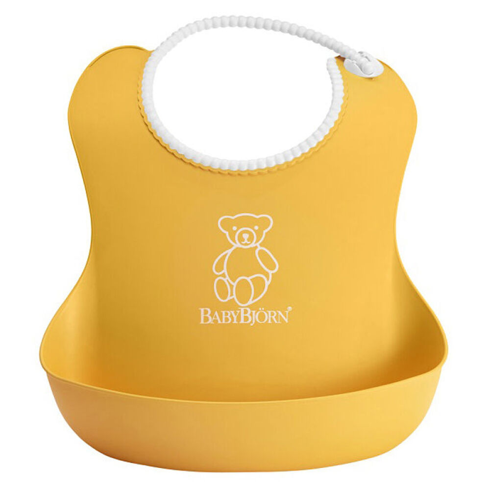 美国进口BabyBjorn婴儿围兜婴儿防水防碎屑软胶围兜（2个装）黄色