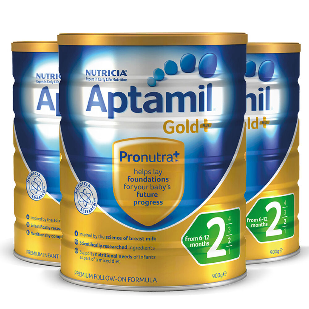 澳洲爱他美Aptamil新西兰进口婴幼儿奶粉3罐2段(6-12个月)900g