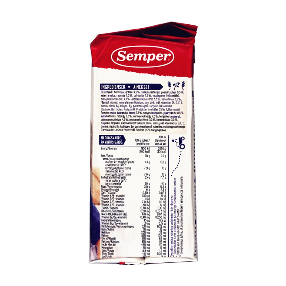 【全球购】瑞典原装进口Semper森宝谷物奶粉米粉2岁以上725g