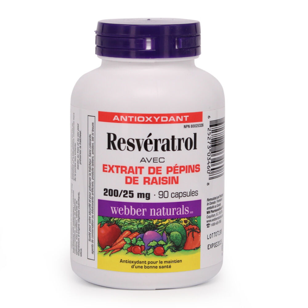 【全球购】加拿大直邮伟博Webbernaturals白藜芦醇葡萄籽提取物200/25mg*90粒