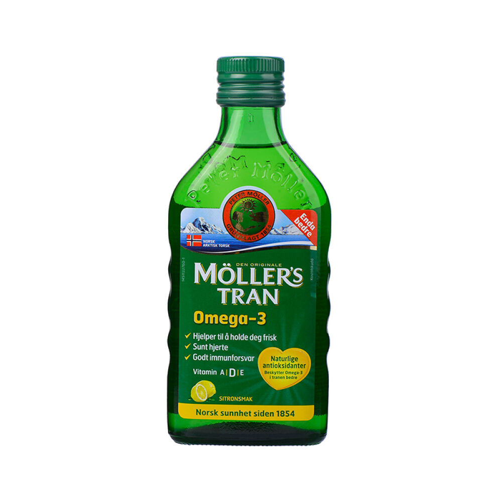 挪威进口Mollers挪威深海鳕鱼液体鱼肝油(柠檬味)儿童鱼油250ml