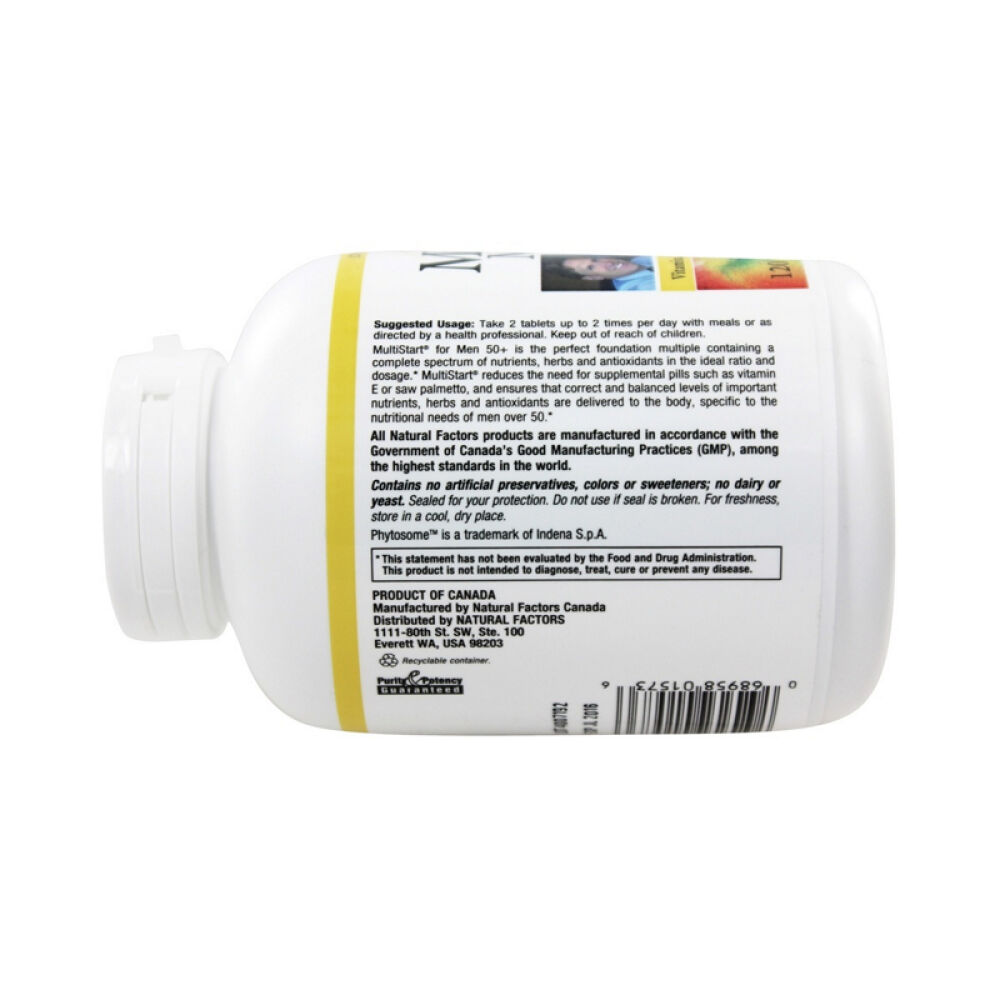 【美国正品直邮】NaturalFactors加强身体系统正常运行男士50+综合维他命未定义120片