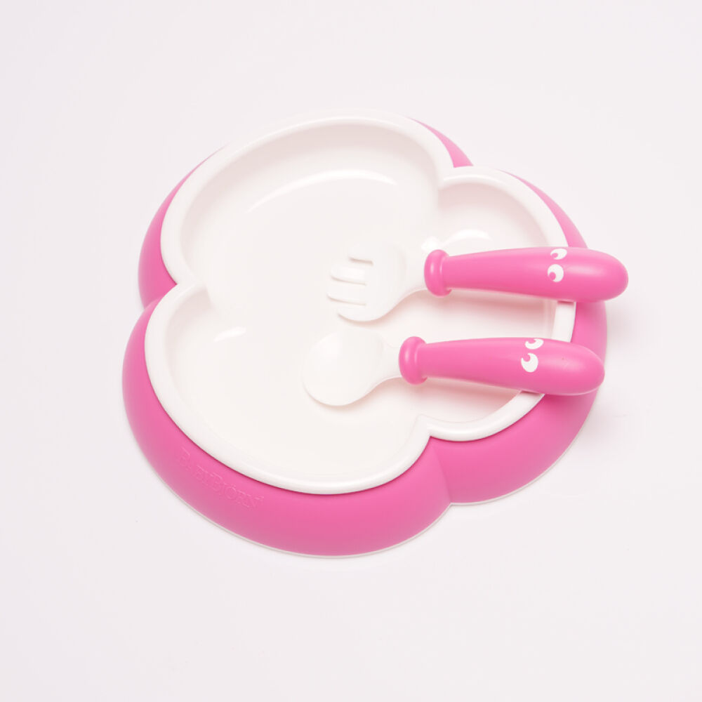 瑞典babybjorn宝宝餐盘环保儿童餐具汤匙套装孩子餐具套装拆单粉盘+粉勺+粉叉无包装