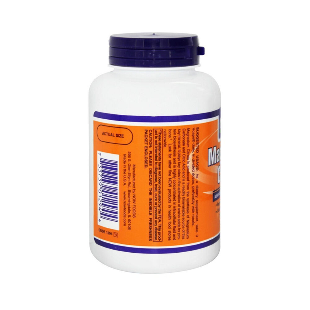 【美国正品直邮】NOWFoods诺奥提供镁硬脂酸镁柠檬酸镁素食胶囊未定义120粒