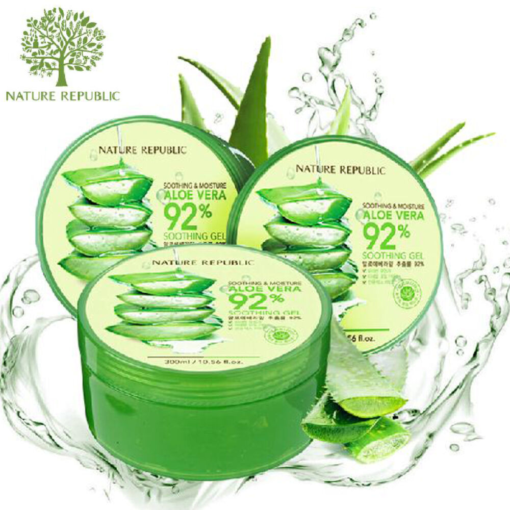 包邮韩国自然乐园补水面膜面霜晒后芦荟胶300ml三支