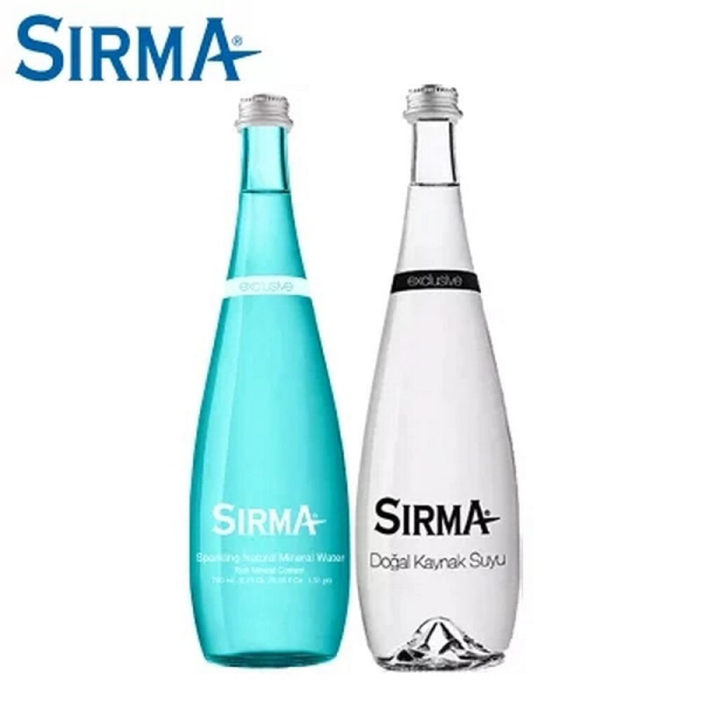 【包邮】土耳其进口SIRMA地中海松林天然矿泉水PK玻璃瓶依云330ml*2瓶装含气无气各一瓶