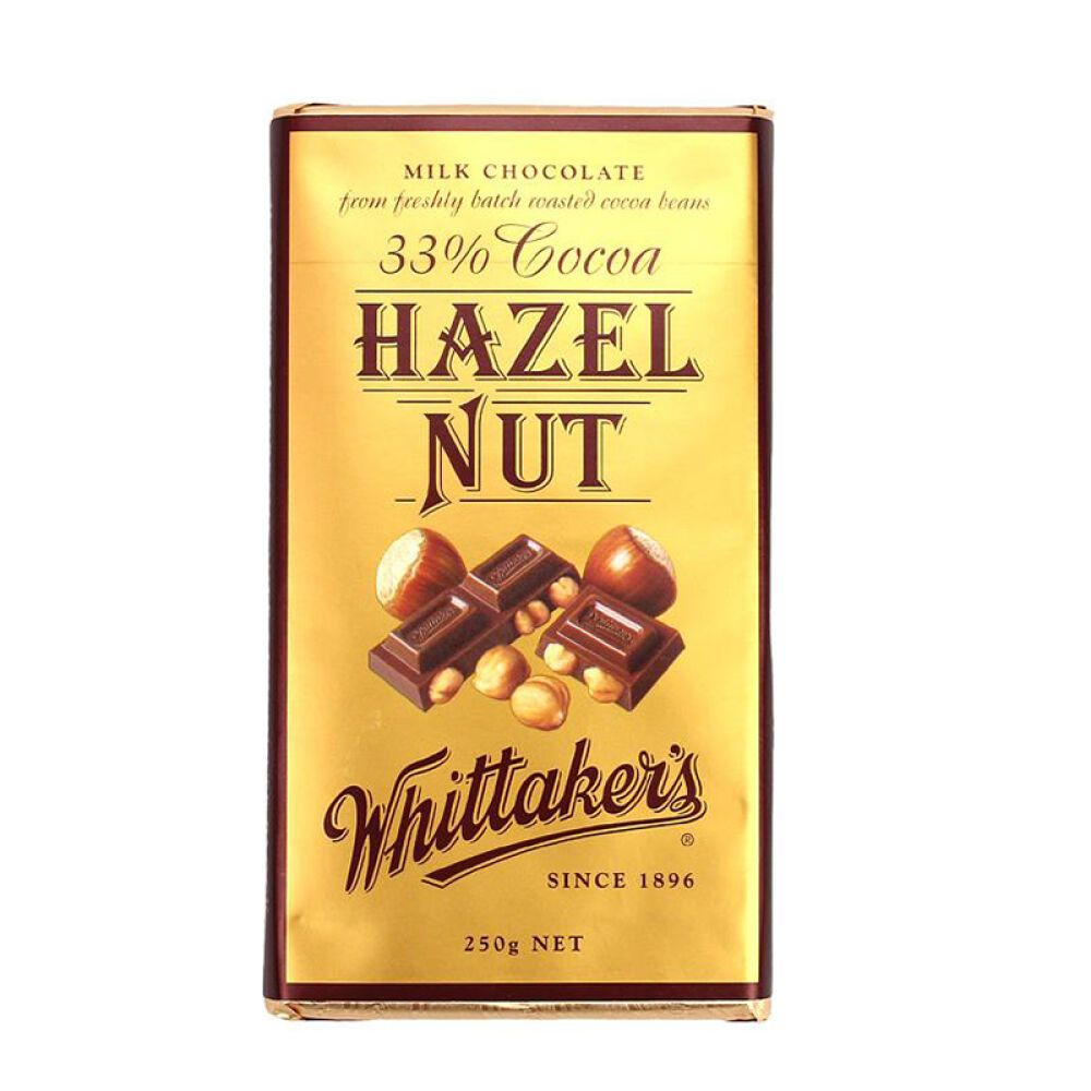 新西兰进口Whittakers惠特克榛子杏仁果酱夹心坚果巧克力〔ABM〕可可榛子巧克力250g