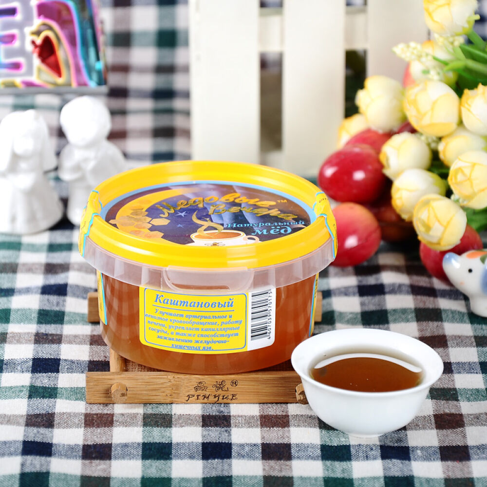 俄罗斯原装进口蜂蜜蜂蜜晚宴牌天然洋槐蜜等300g栗子蜜(0175)