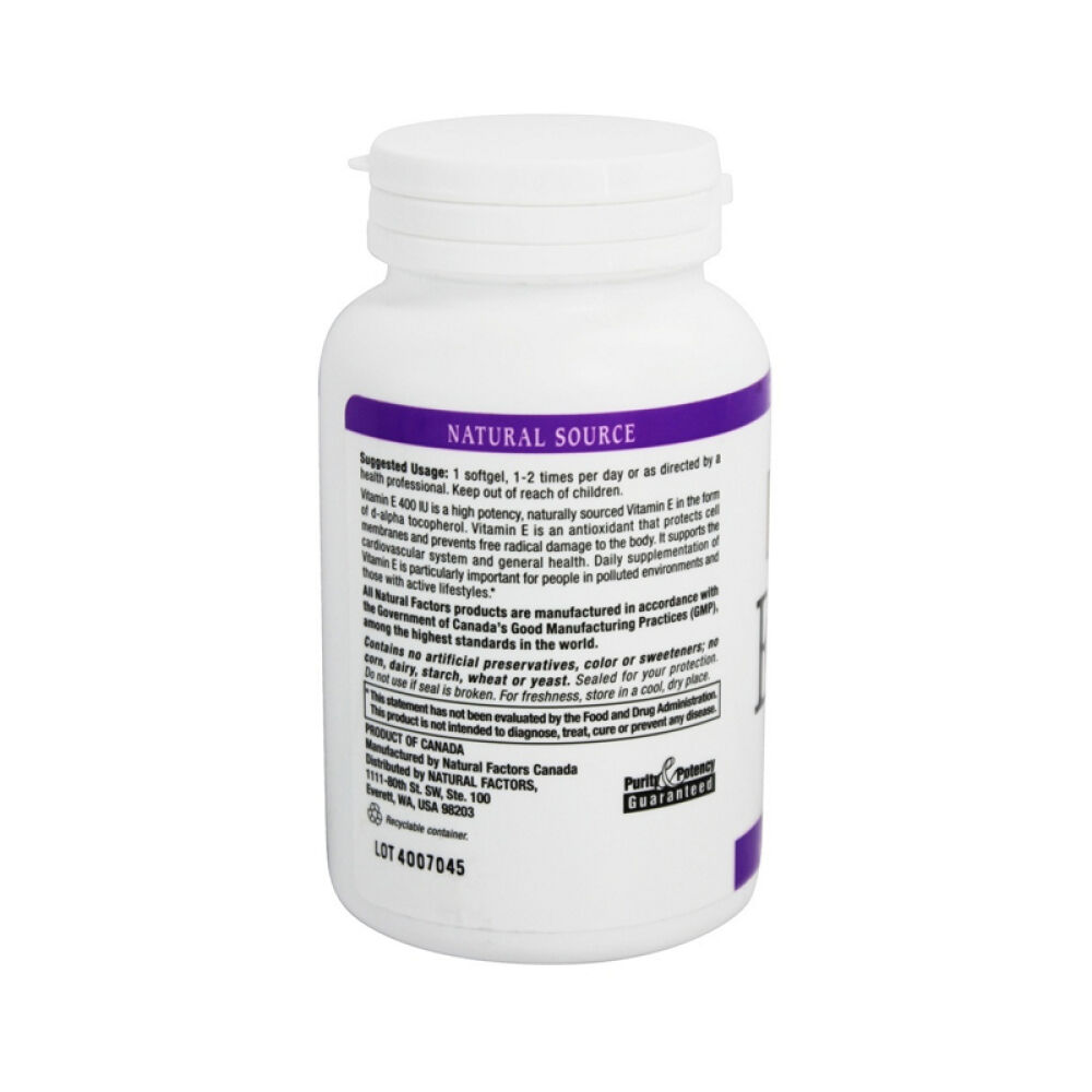 【美国正品直邮】NaturalFactors-维生素E软胶囊400mg抗氧化支持细胞性未定义180粒