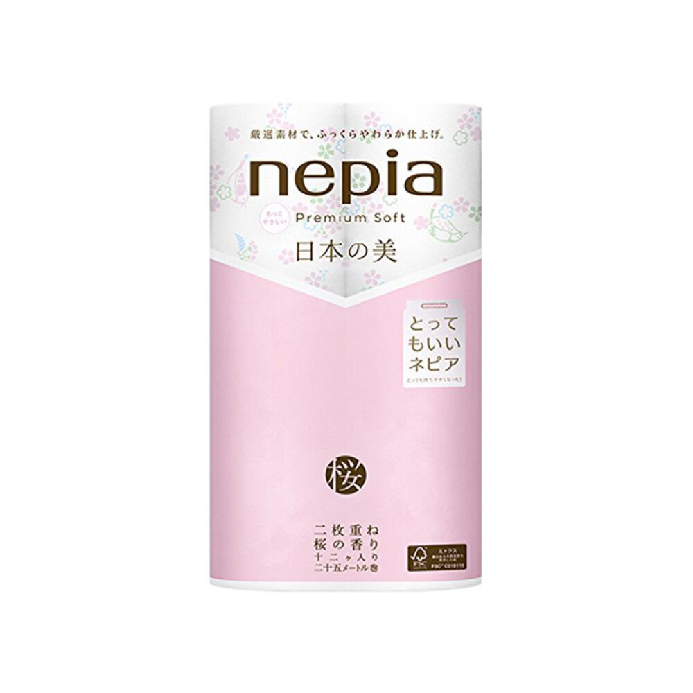 日本进口妮飘(nepia)日本之美柔纸巾小鸟樱花图案樱花香味双层12卷