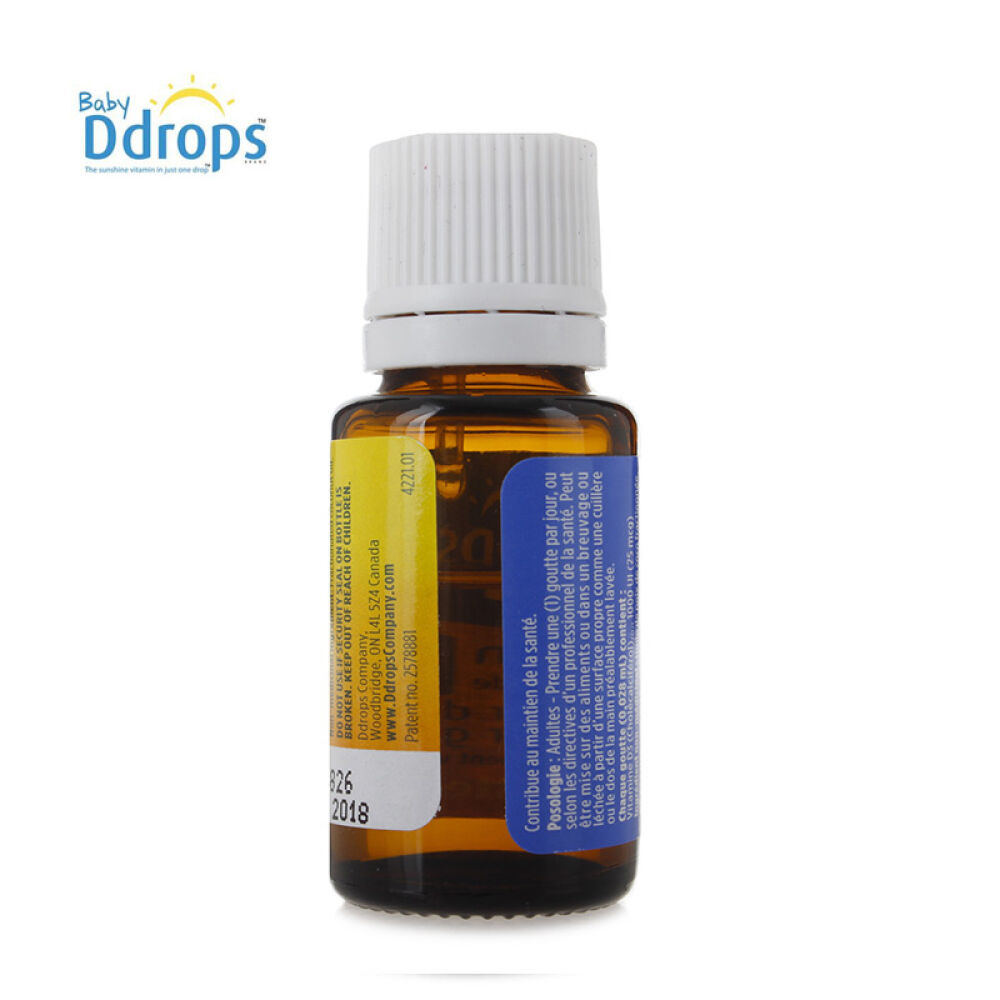 【包邮包税】加拿大BabyDdropsD3宝宝维生素D3滴剂婴儿补钙维生素D3成年型180滴/瓶