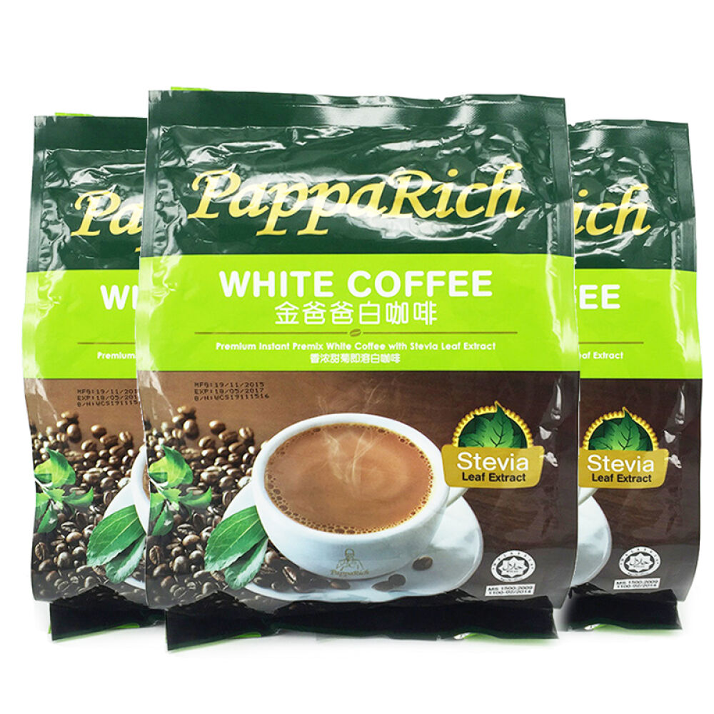马来西亚进口PappaRich金爸爸香浓甜菊即溶白咖啡（360gx3袋）