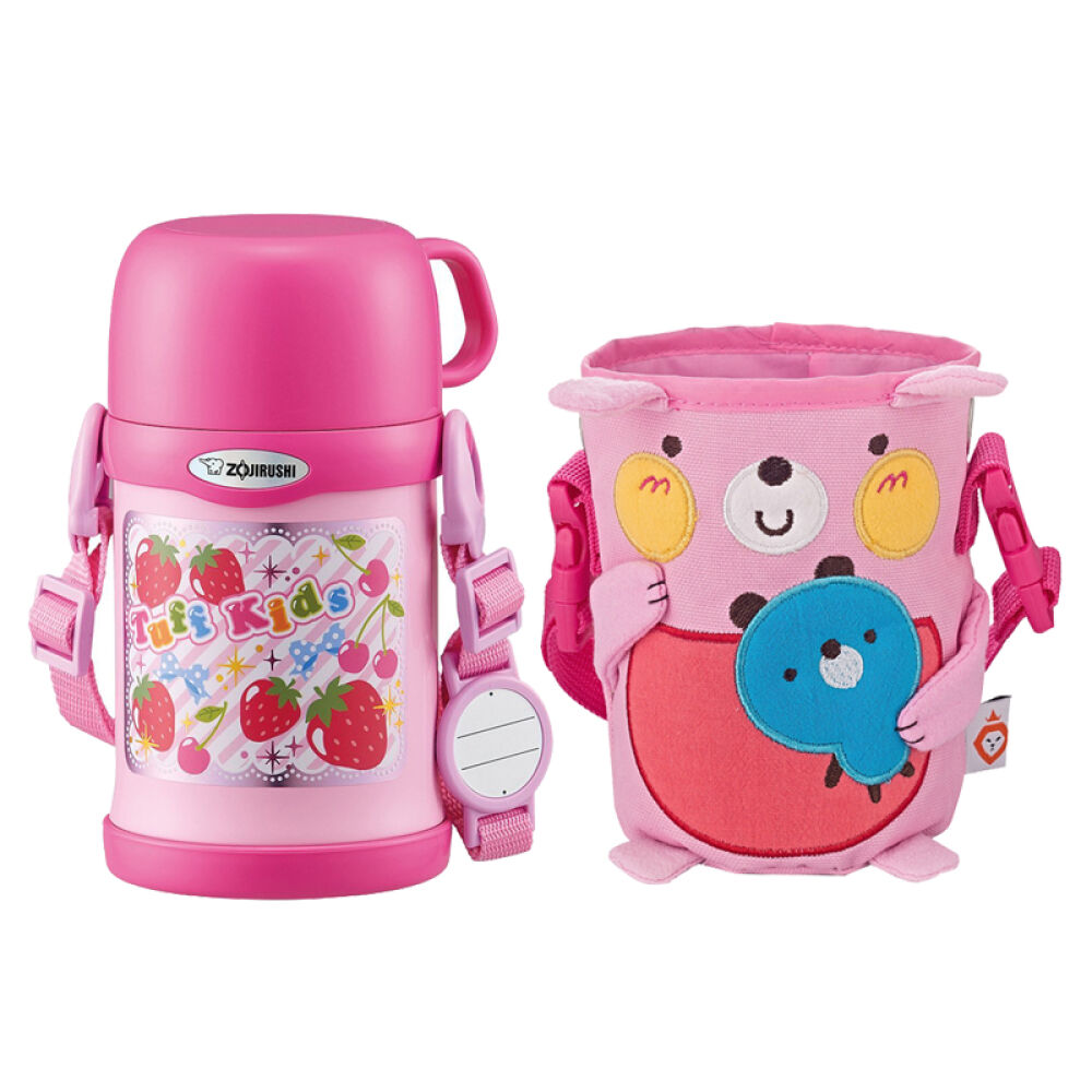 进口象印儿童吸管杯宝宝直饮杯保温杯保冷杯一杯两用（直饮、吸管）450ml粉色泰国版