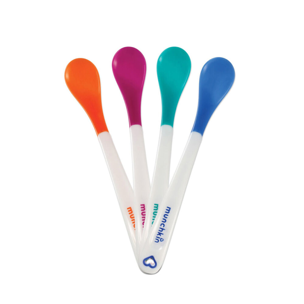 美国进口麦肯齐/奇Munchkin磨牙婴儿咬咬乐勺子宝宝训练碗儿童餐具感温安全勺4只装