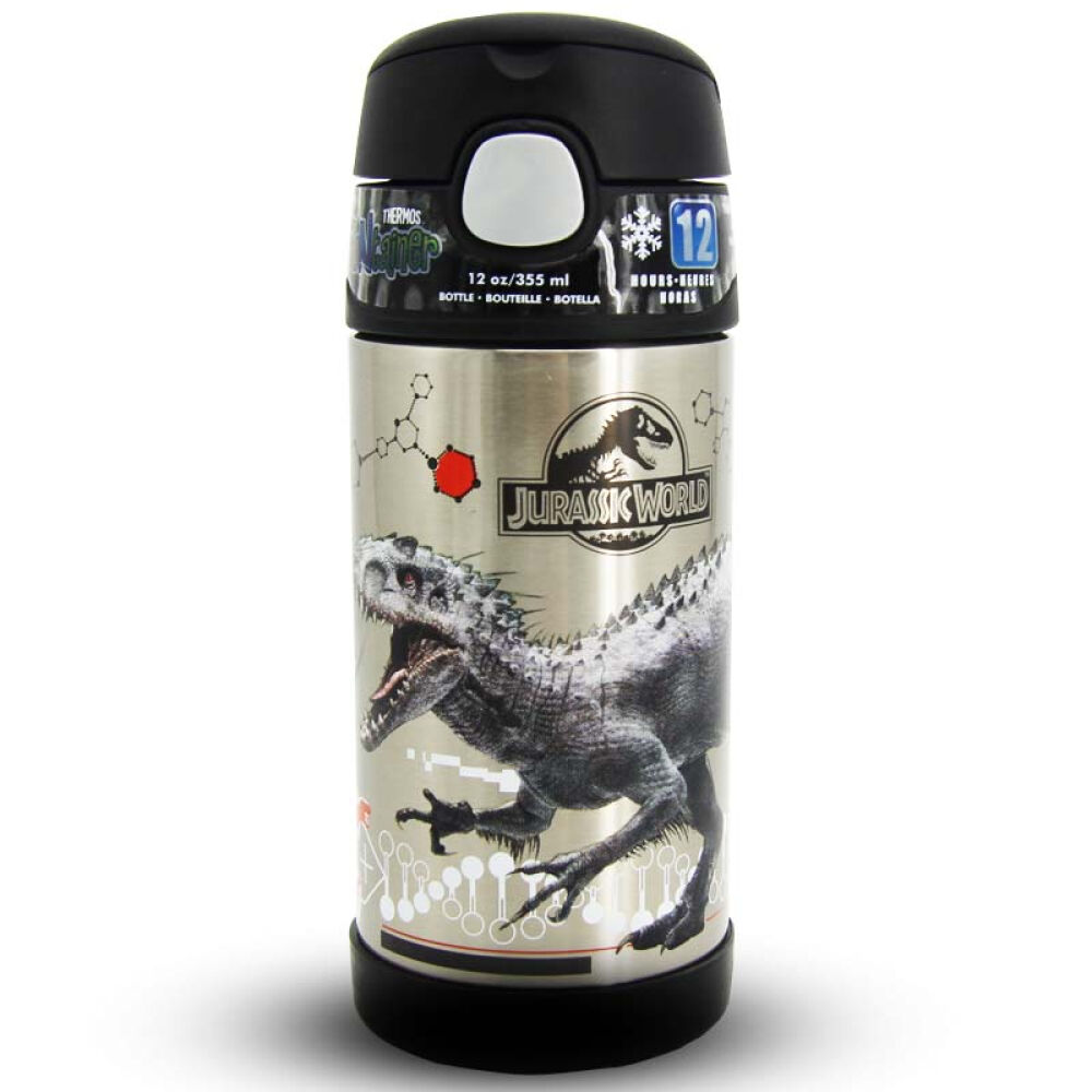 膳魔师thermos儿童保温杯吸管杯宝宝婴儿水壶小学生水杯355ml43-黑色-16侏罗纪------355ml