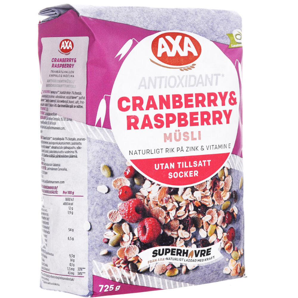 丹麦原装直邮【瑞典AXA】燕麦水果坚果营养即食麦片早餐AXA抗氧化什锦早餐725克直邮