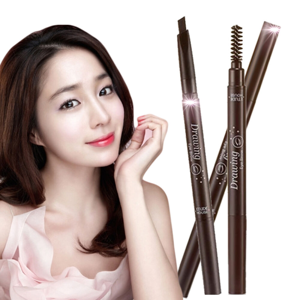 韩国ETUDEHOUSE爱丽小屋眉笔防水防汗不脱妆旋转两用2只装~~3#咖啡色+5#灰色