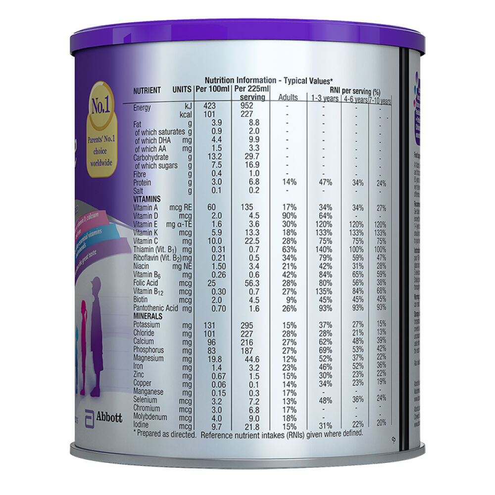 自营雅培(Abbott)奶粉英国版小安素营养粉香草味新加坡原装400g1-10岁