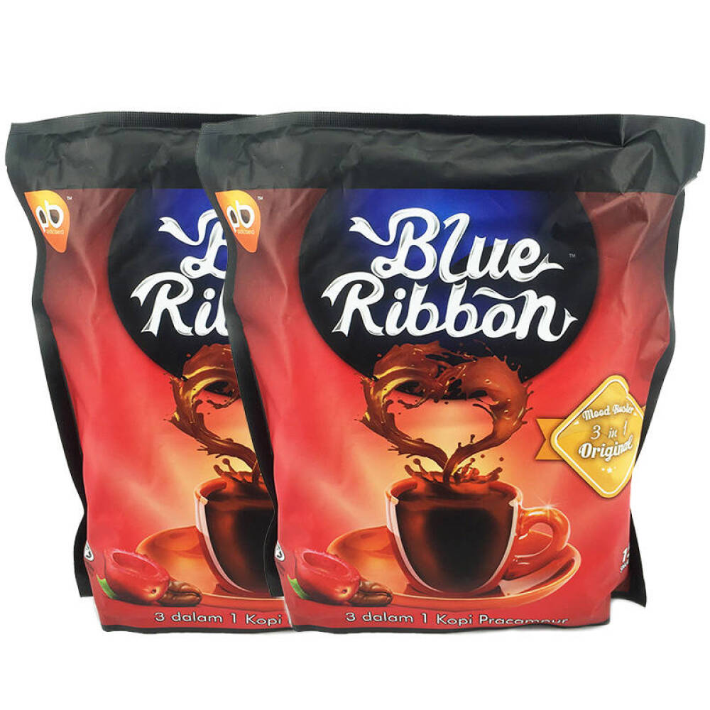 马来西亚进口blueribbon蓝迦3合1原味即溶咖啡(600gx2