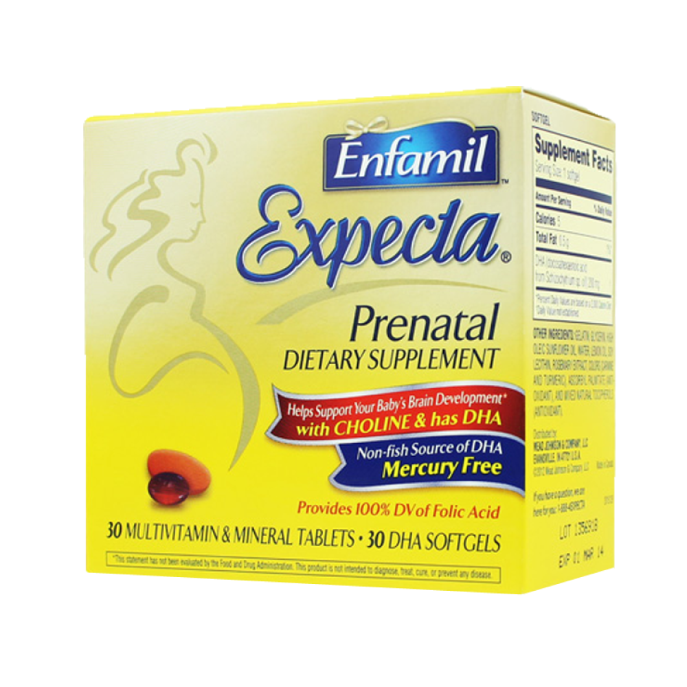 全球购美国原装进口美赞臣Enfamil孕妇多维/维生素叶酸DHA套装马泰克海藻油DHA孕妇孕妇多维+海藻DHA*1